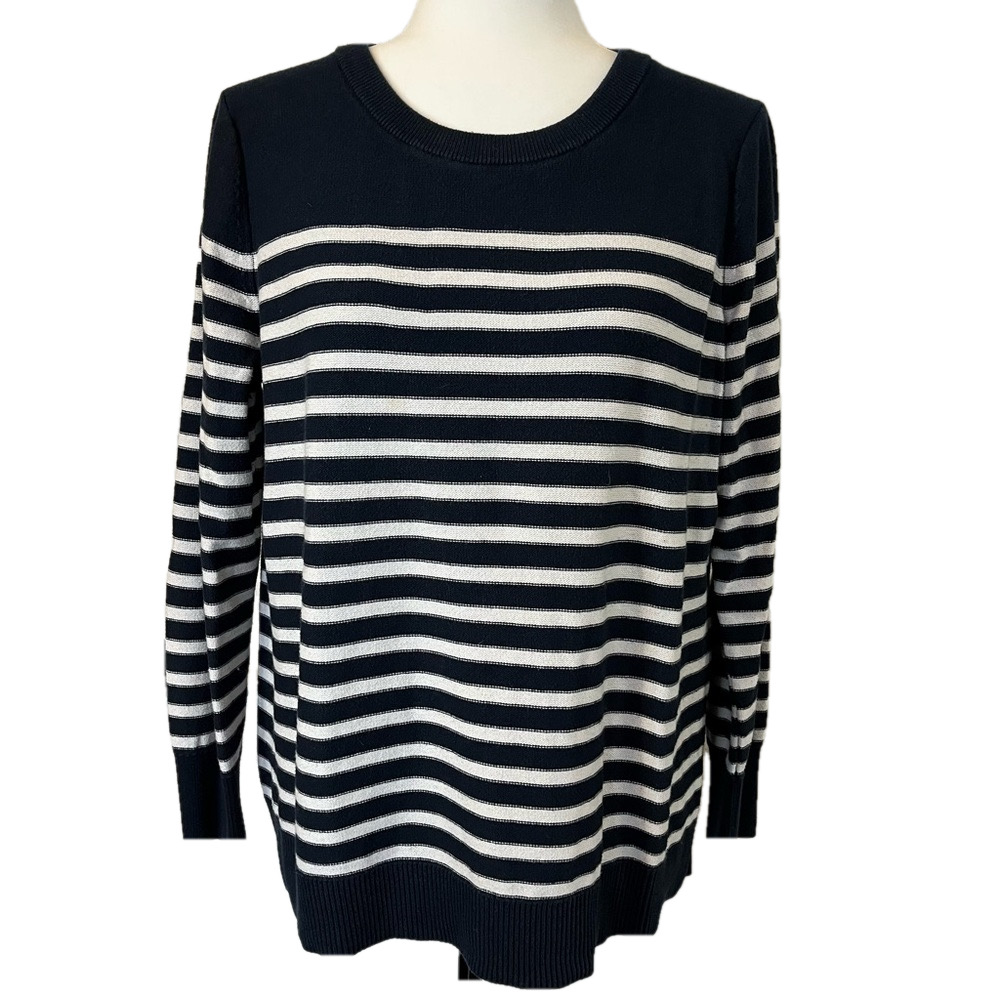 Banana Republic Factory Breton Stripe Rear Ribbon Tie Sweater M Coastal Preppy